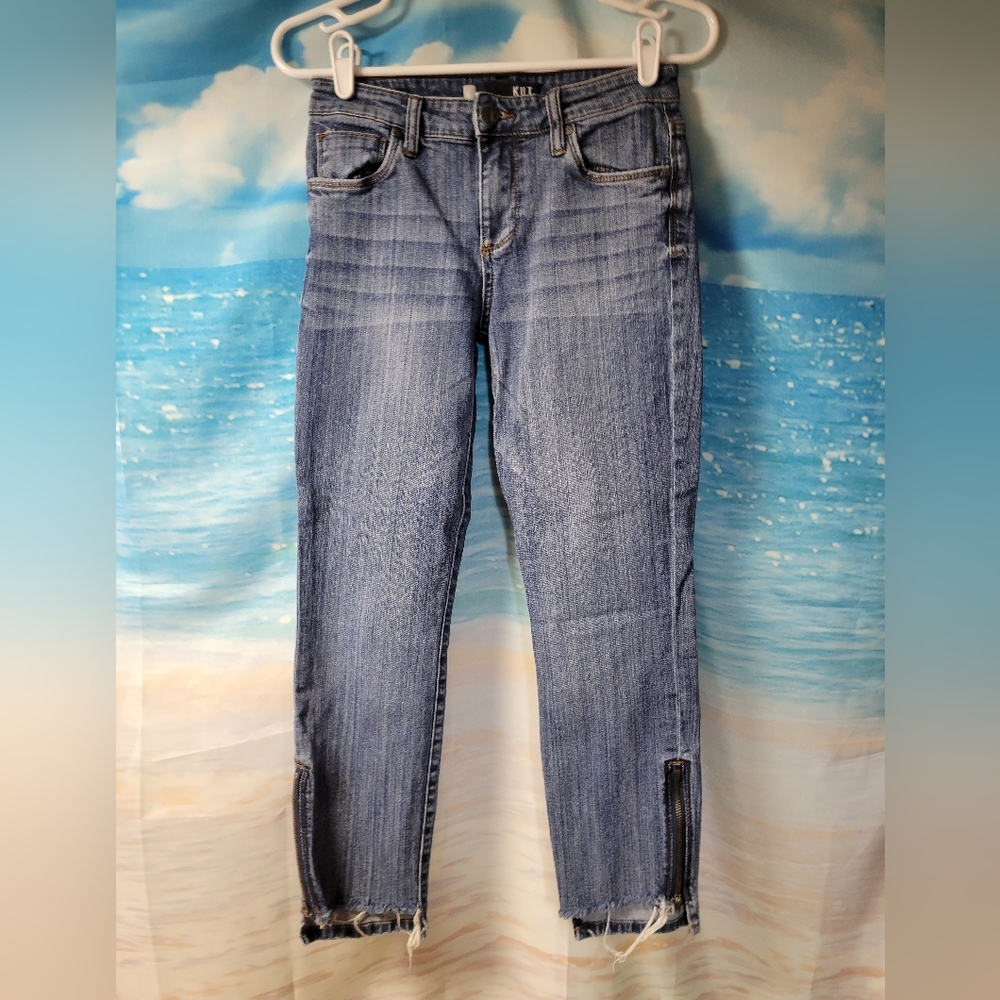 Kut‎ From The Kloth Size 0 Women's Jeans Ankle Zip Raw Hem
